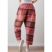 French Vintage red High Waist Pants For Women Pakistani Summer linen clothes