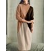 High neck contrasting color patchwork knitted long sleeved woolen dress HF3108-02-04