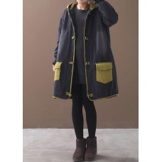 Style patchwork Fine Long coats design Chinese Button yellow hooded coats