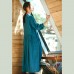 vintage blue Coat oversized V neck Cinched boutique long sleeve baggy Coat