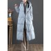 Fine plus size winter jacket coats blue hooded pockets warm coat