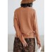 Cute orange knitted pullover high neck Loose fitting knitwear