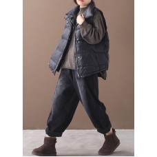 thick black women parka oversized down jacket sleeveless stand collar winter short outwear