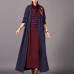 Fashion blue maxi coat oversized embroidery baggy trench coat New side open Coat