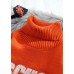 Cute orange knitted clothes alphabet oversize high neck knit sweat tops