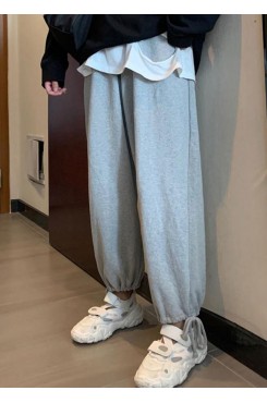 2019 winter casual beam gray pants plus size elastic waist harem pants