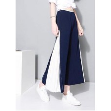 elegant blue chiffon loose wide leg pants loose patchwork trousers