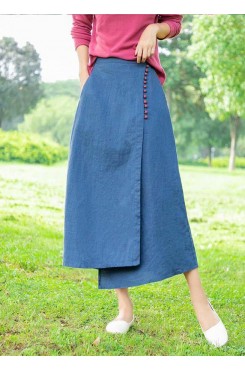 New Retro Blue irregular skirt