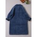 Unique Blue Peter Pan Collar Button Faux Fur thick Winter Coat