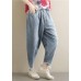 New Korean retro trousers  elastic waist light blue jeans summer